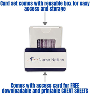 Nurse Nation 30 Vertical Badge Reference Cards Set - Nursing, Lab Values, EKG, Vitals, and More! (Bonus Cheat Sheets)