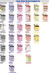 Nurse Nation 30 Vertical Badge Reference Cards Set - Nursing, Lab Values, EKG, Vitals, and More! (Bonus Cheat Sheets)