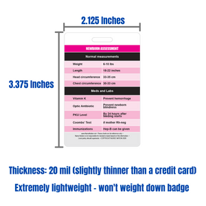 APGAR Score Reference and Newborn Assessment Vertical Badge Card