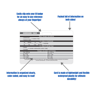 Healthcare Conversions, Weight Conversions, Temperature Conversions, and Common IV Drug calculations Horizontal Badge Card