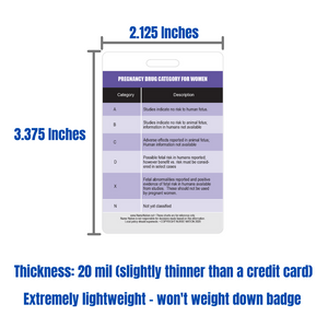 Drug Schedule Chart Reference and Pregnancy Category Reference Vertical Badge Card