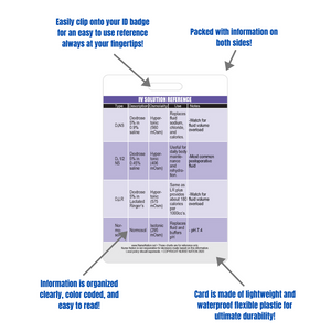 IV (Intravenous) Solution Reference Vertical Badge Card