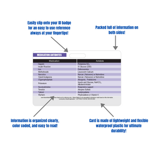 Medication with Antidotes Reference Horizontal Badge Card