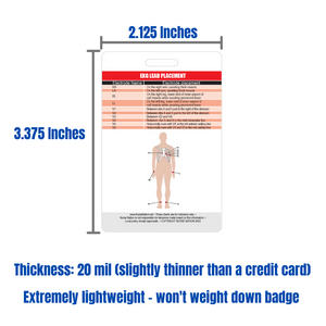 STEMI 12 Lead Reference and 12 Lead EKG (ECG) Placement Reference Vertical Badge Card