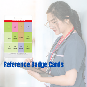 STEMI 12 Lead Reference and 12 Lead EKG (ECG) Placement Reference Vertical Badge Card