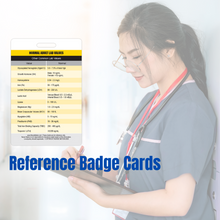 Load image into Gallery viewer, Nurse Nation 30 Vertical Badge Reference Cards Set - Nursing, Lab Values, EKG, Vitals, and More! (Bonus Cheat Sheets)
