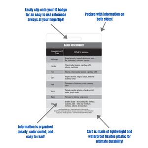 Basic Patient Assessment Reference Vertical Badge Card