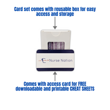 Load image into Gallery viewer, Nurse Nation 30 Horizontal Badge Reference Cards Set - Nursing, Lab Values, EKG, Vitals, and More! (Bonus Cheat Sheets)
