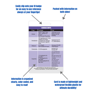 Cardiac Drips Reference Vertical Badge Card