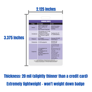 Cardiac Drips Reference Vertical Badge Card