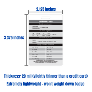 Healthcare Conversions, Weight Conversions, Temperature Conversions, and Common IV Drug calculations Vertical Badge Card