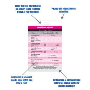 Immunization (Vaccination) Schedule Vertical Badge Cards