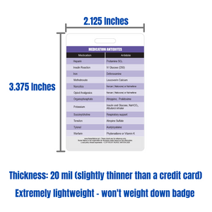 Medication with Antidotes Reference Vertical Badge Card