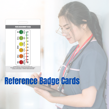 Load image into Gallery viewer, Pain Assessment Tool Reference and Common Hospital Code Meanings Vertical Badge Card

